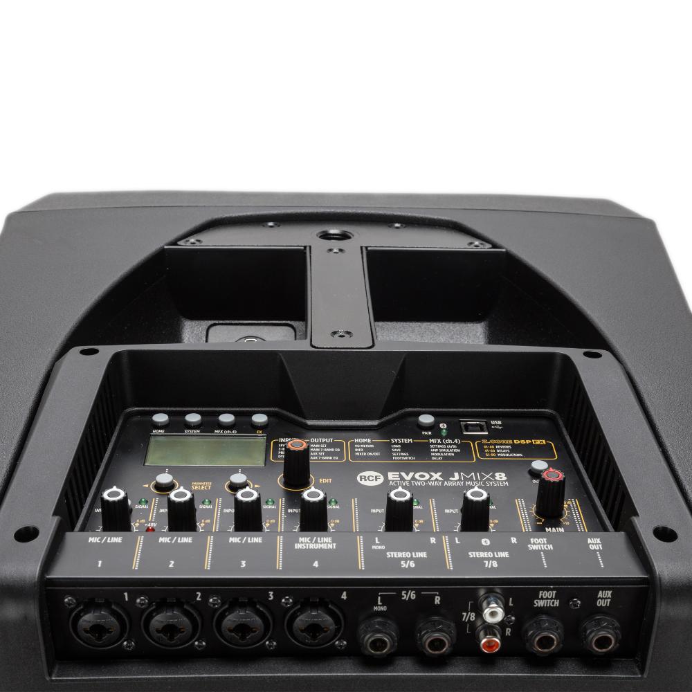 RCF EVOX JMix8 Active Portable PA System with 8-channel Digital Mixer - Black