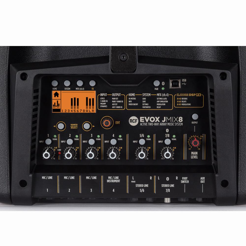RCF EVOX JMix8 Active Portable PA System with 8-channel Digital Mixer - Black