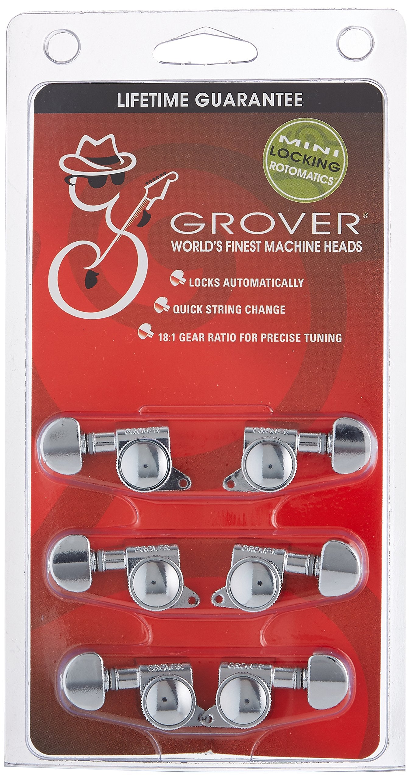 Grover Mini Locking Rotomatics 3+3- Chrome