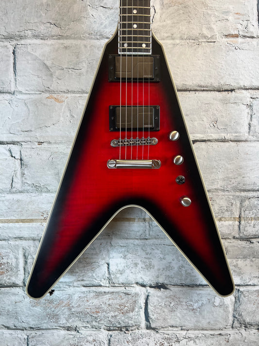 Used Epiphone Dave Mustaine Flying V Prophesy Aged Dark Red