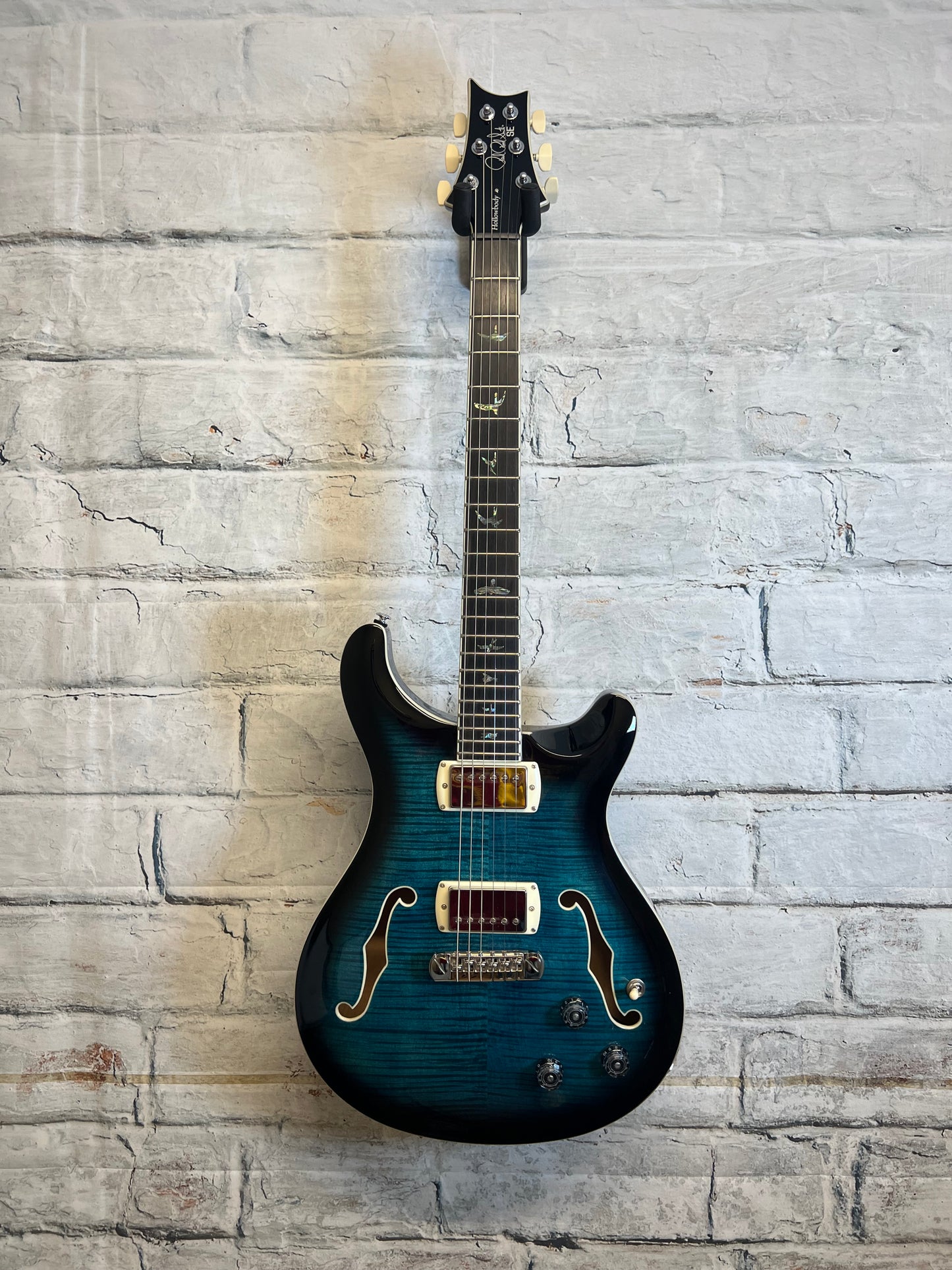 PRS SE Hollowbody II Piezo Electric Guitar-Peacock Blue With Bag