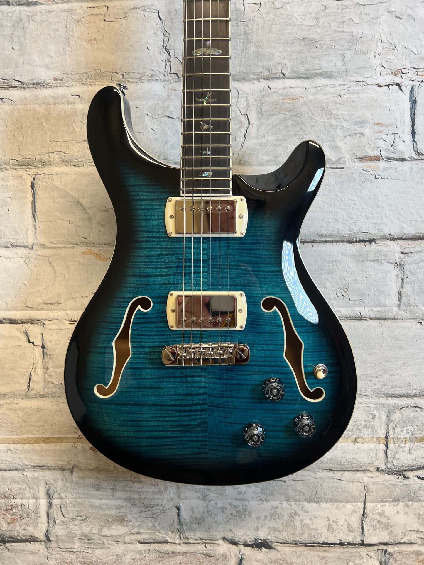 PRS SE Hollowbody II Piezo Electric Guitar-Peacock Blue With Bag