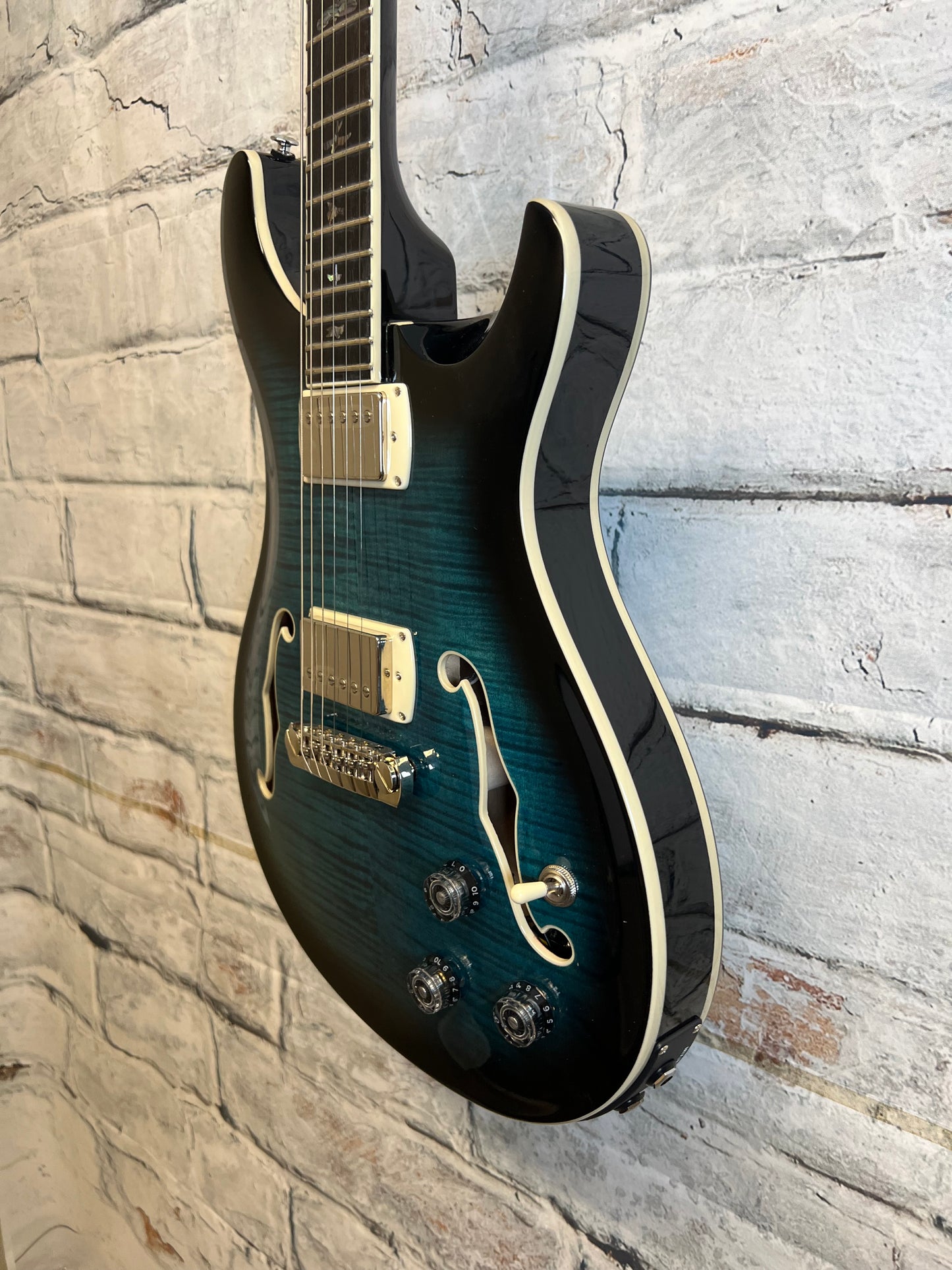 PRS SE Hollowbody II Piezo Electric Guitar-Peacock Blue With Bag