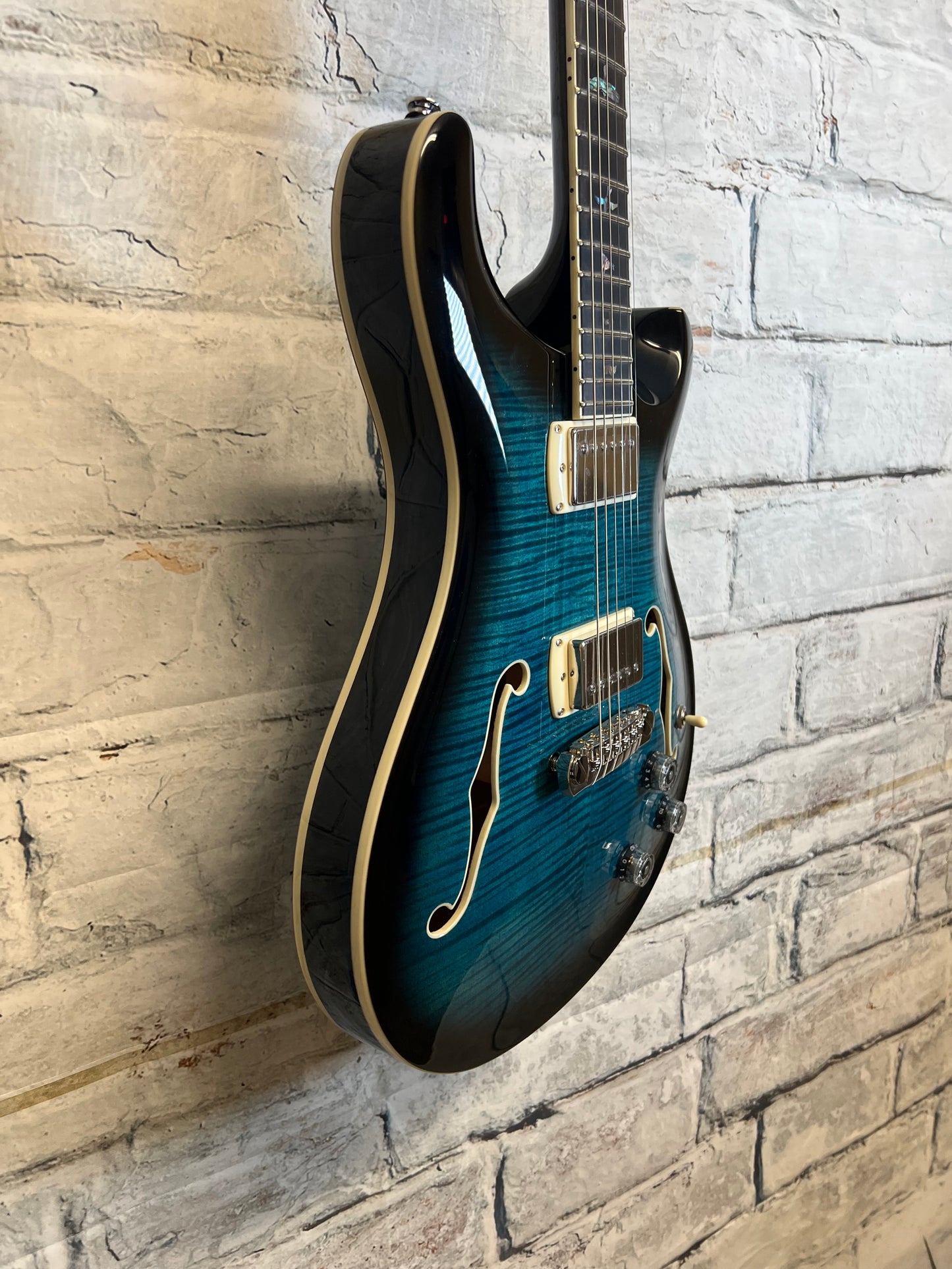 PRS SE Hollowbody II Piezo Electric Guitar-Peacock Blue With Bag