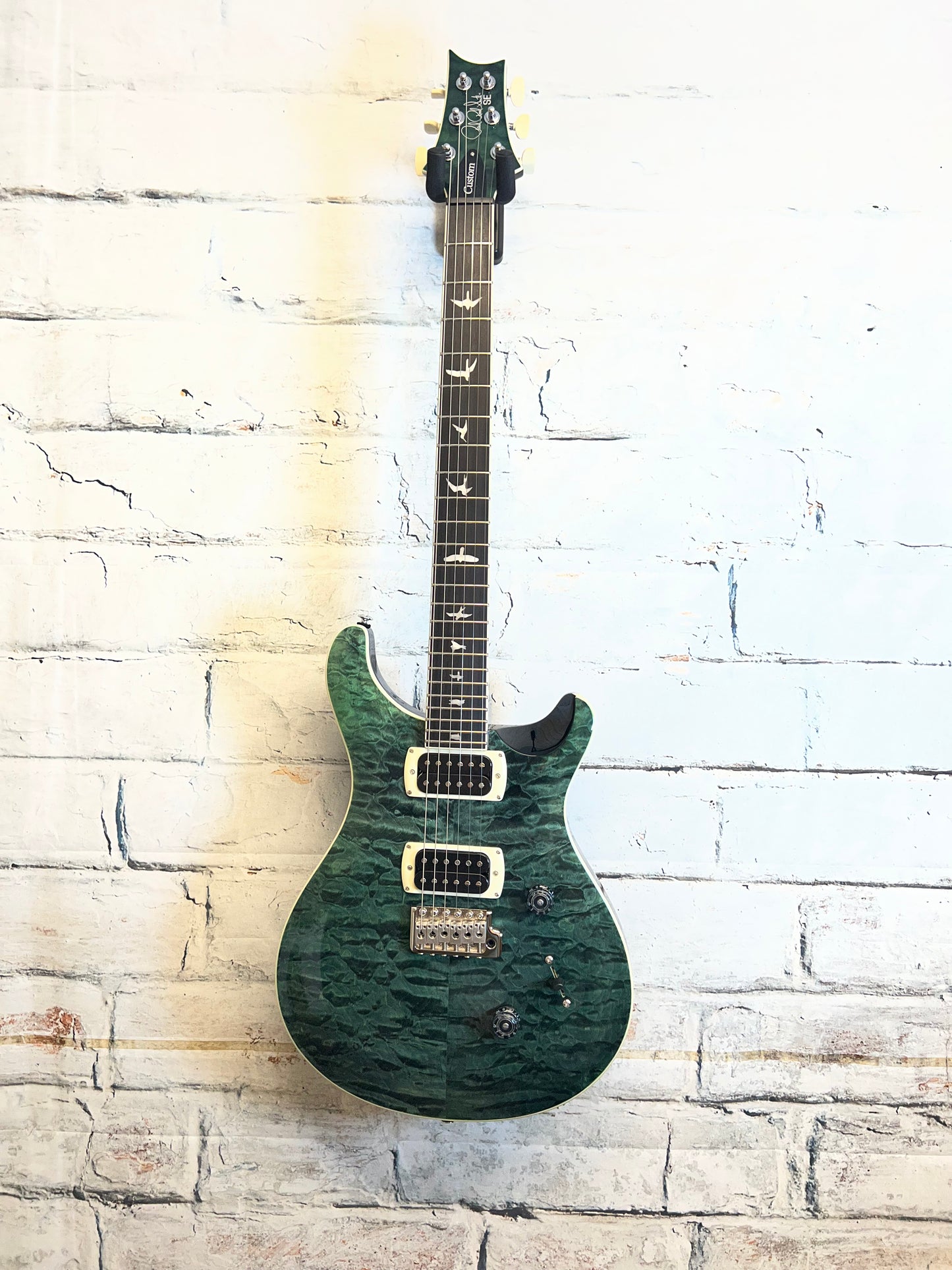 PRS SE Ciustom 24 Quilt Electric Guitar-Teal Black with Bag