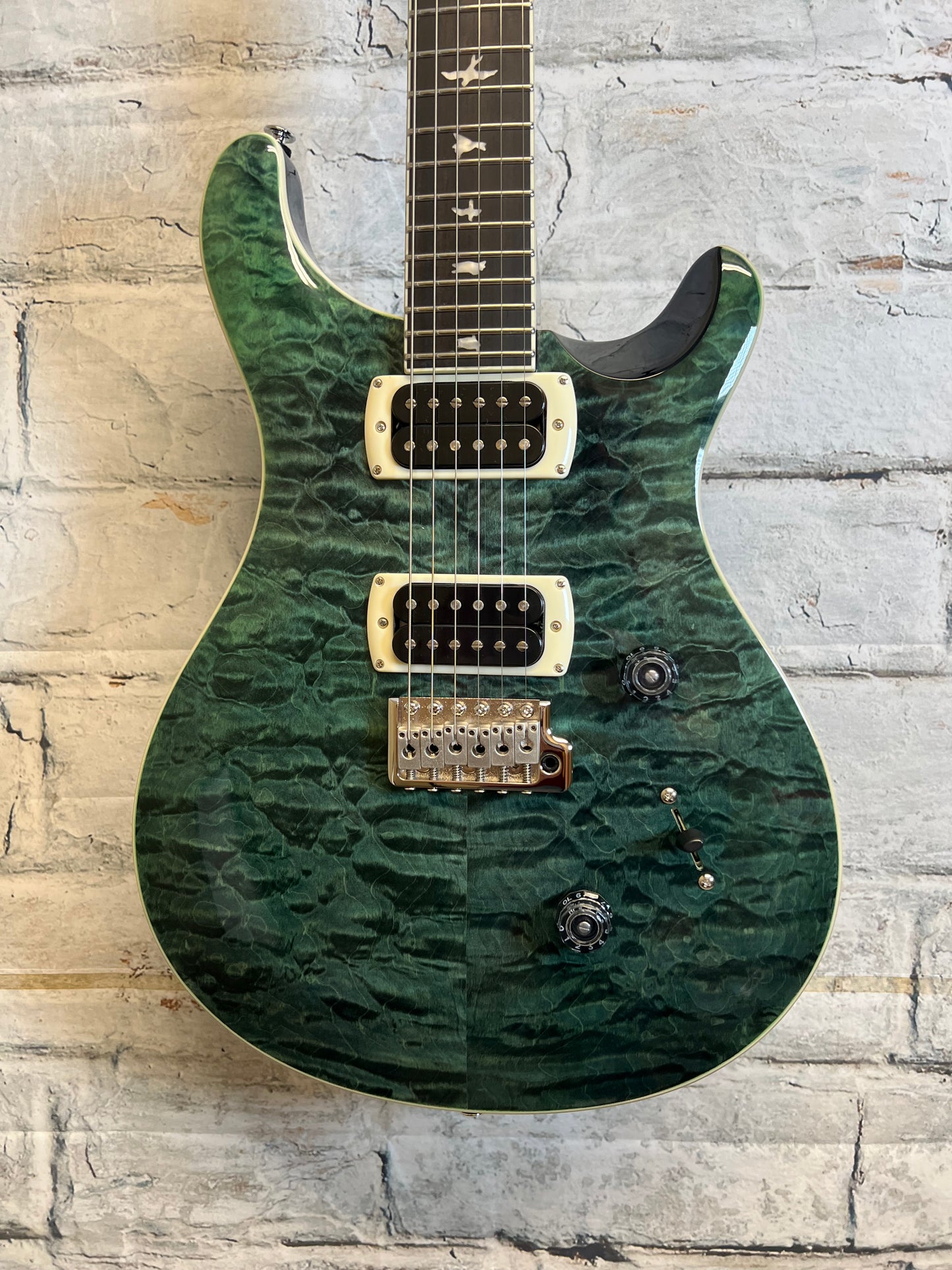 PRS SE Ciustom 24 Quilt Electric Guitar-Teal Black with Bag