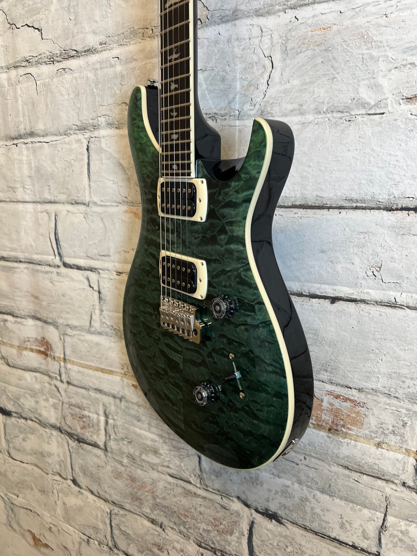 PRS SE Ciustom 24 Quilt Electric Guitar-Teal Black with Bag