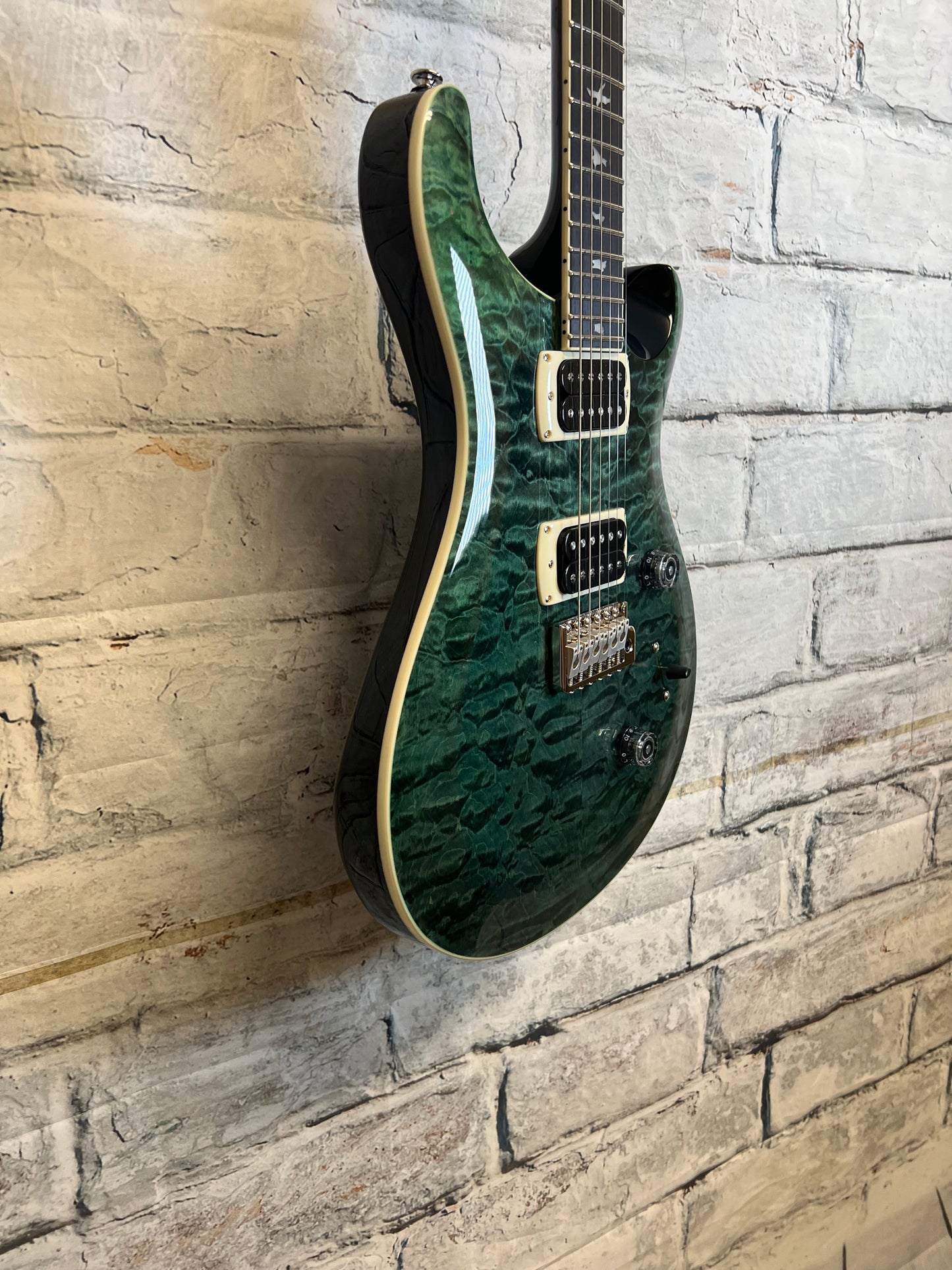 PRS SE Ciustom 24 Quilt Electric Guitar-Teal Black with Bag