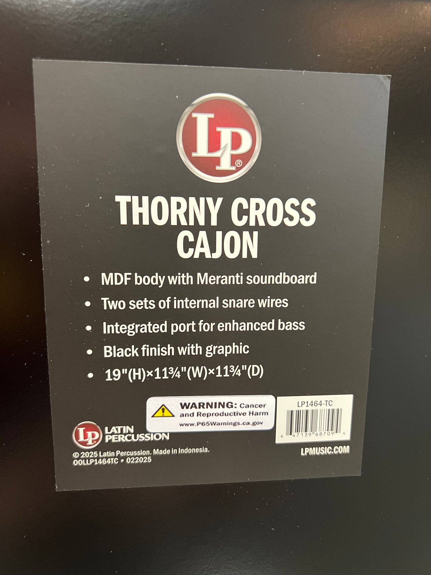 Latin Percussion THORNY CROSS CAJON- Black