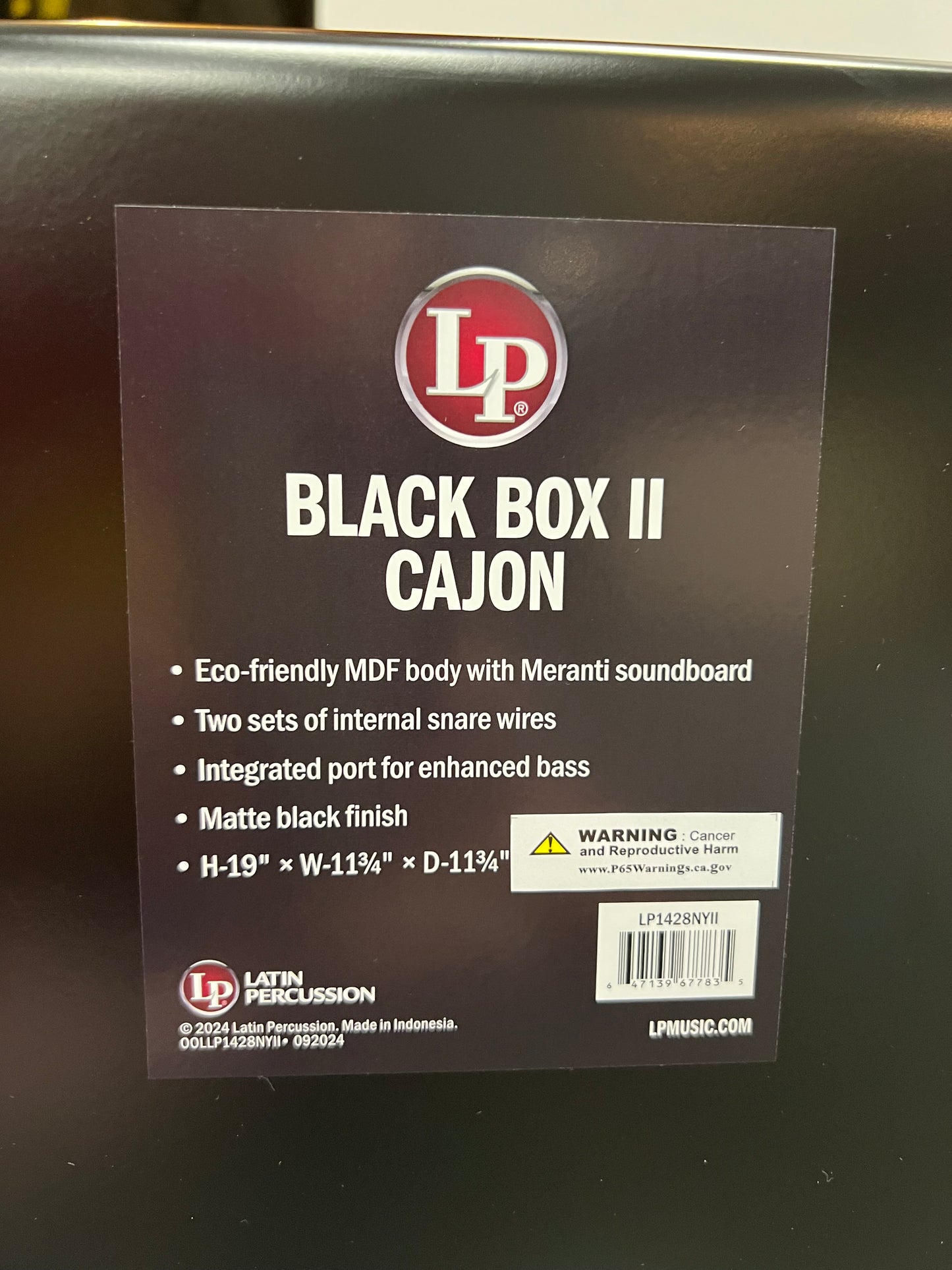 Latin Percussion Black Box II Cajon- Black