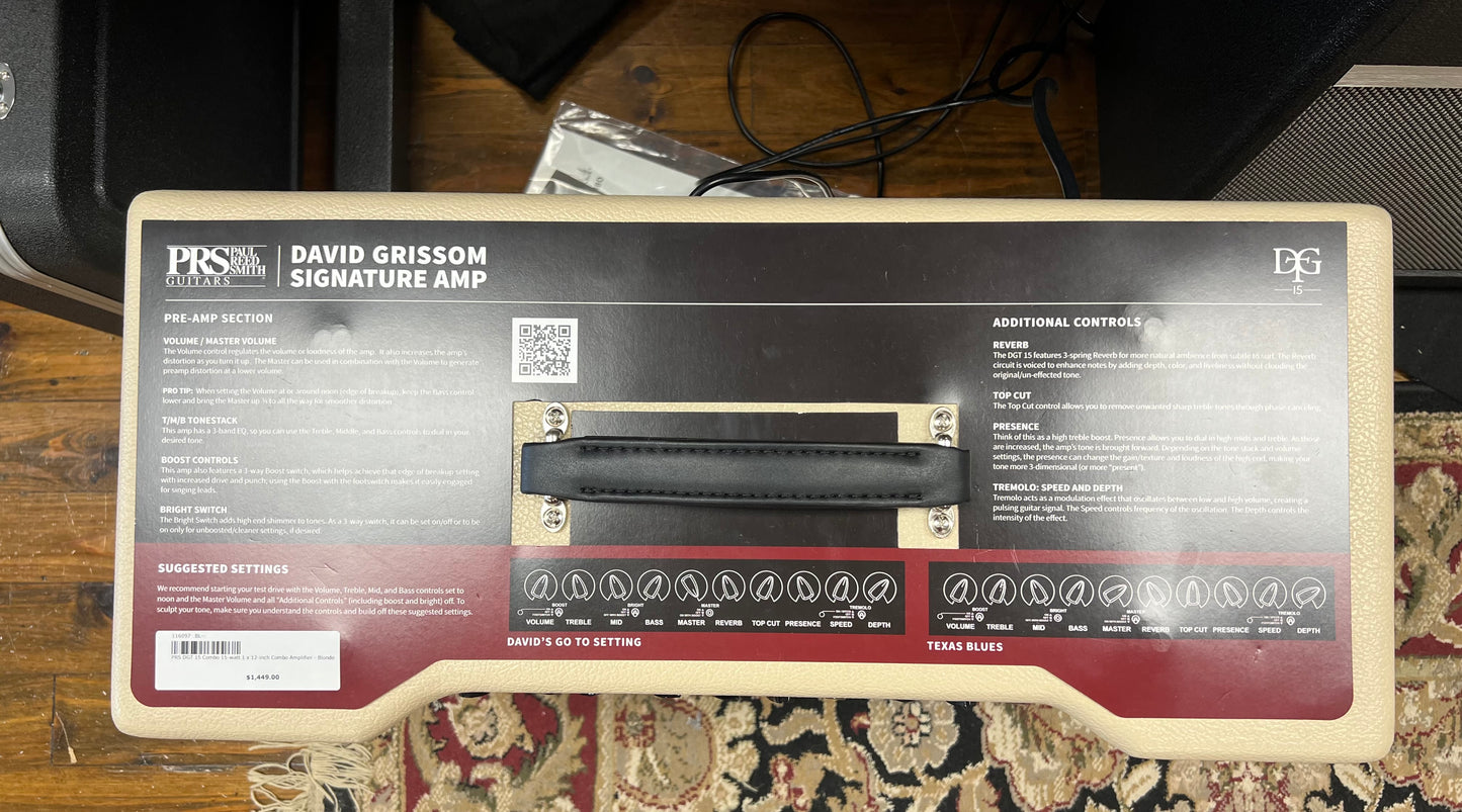 PRS DGT 15 Combo 15-Watt 1x12 inch Combo Amplifier-Blonde